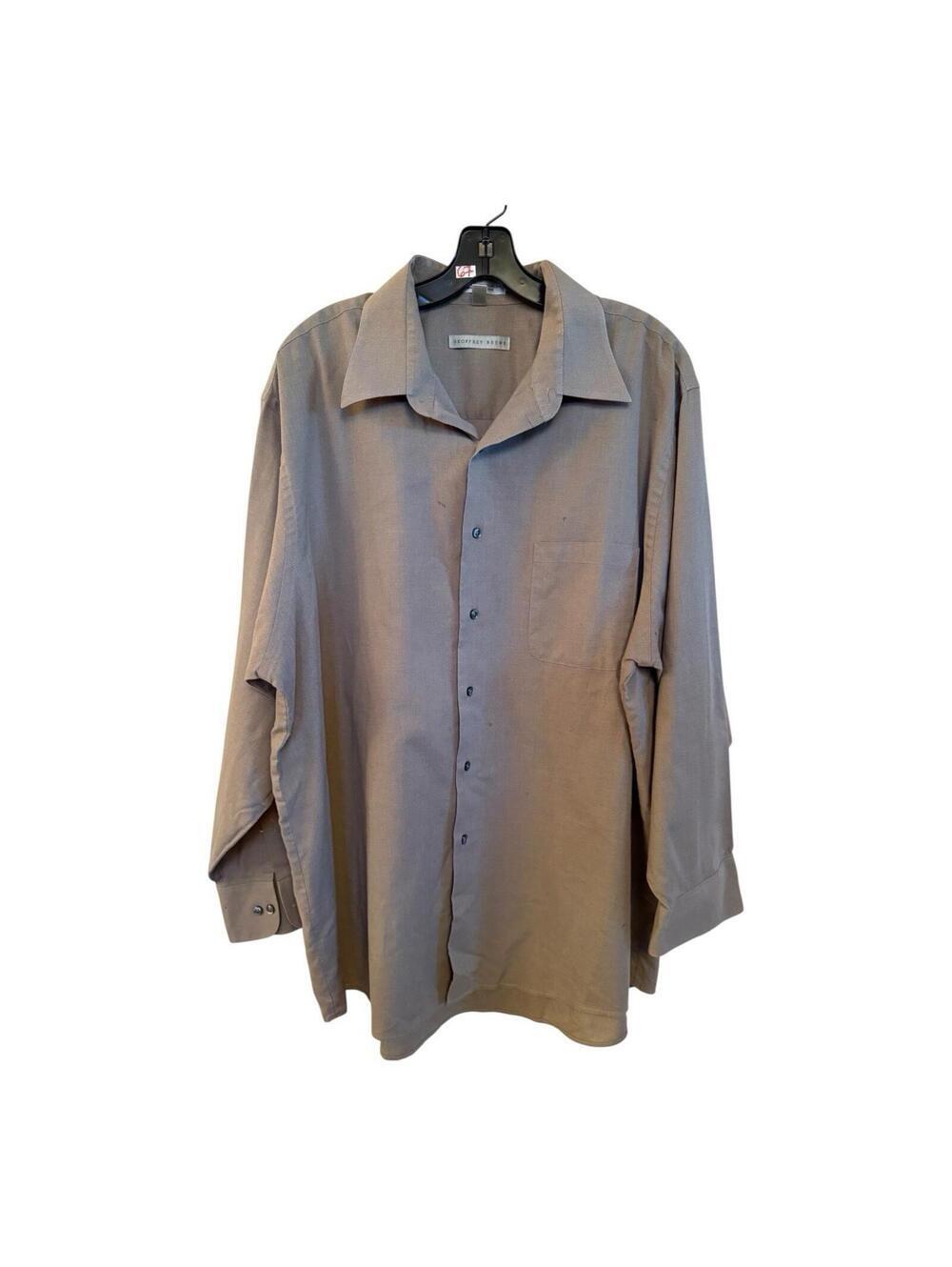 Geoffrey Beene Light Brown Casual Button Down Shirt XL 17 1/2 32/33 - Picture 2 of 6